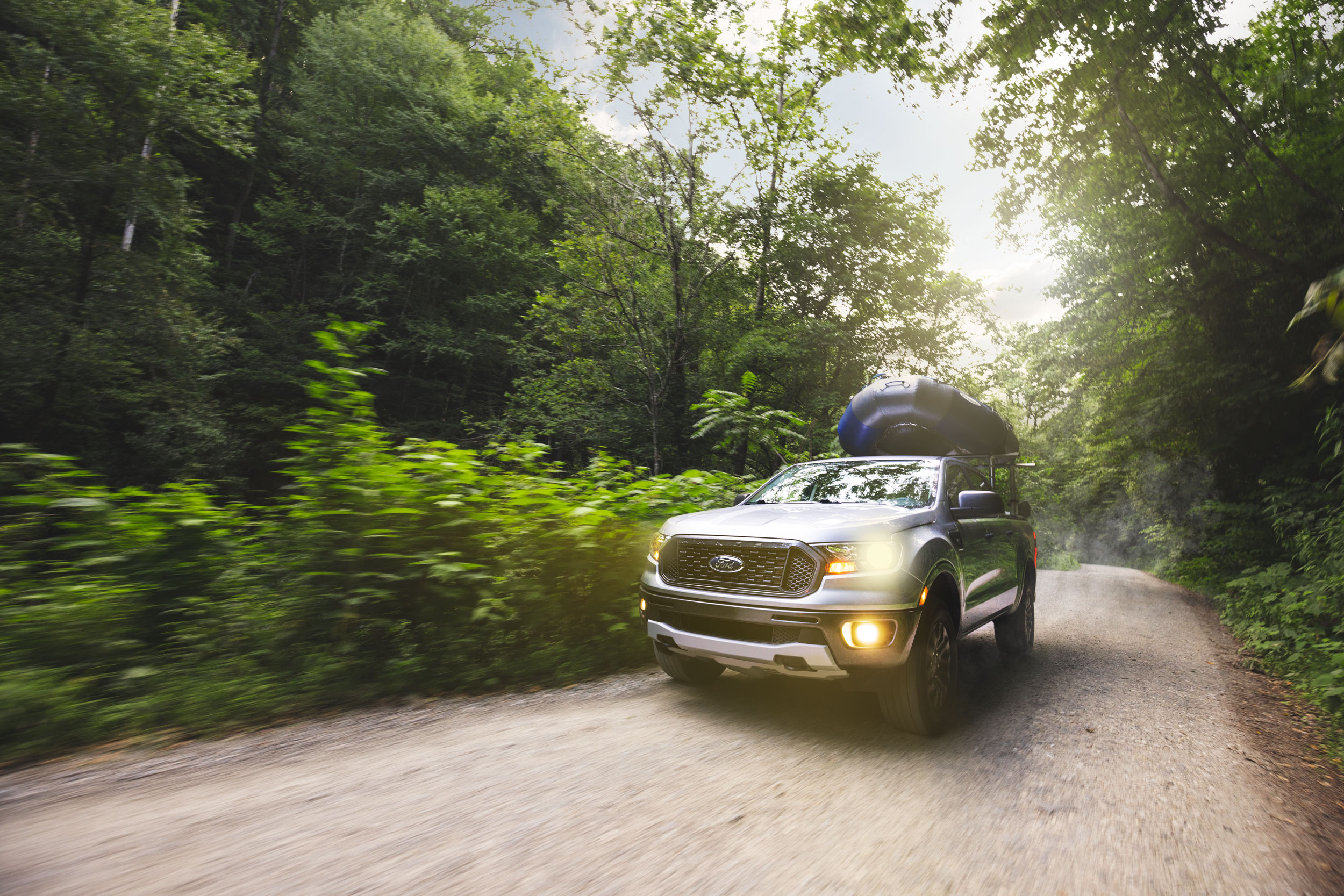 Ford Ranger driving on a mountain road in North Carolina